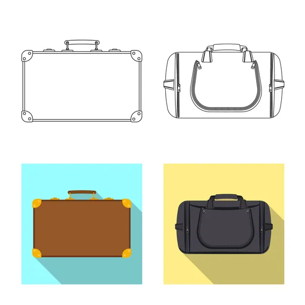 Illustration vectorielle de la valise et du panneau de bagages. Collection de valise et symbole de stock de voyage pour le web . — Image vectorielle