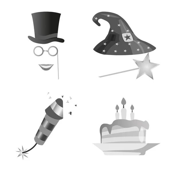 Vektor-Design von Party und Geburtstagsschild. Set von Party- und Feiervektorsymbolen für Aktien. — Stockvektor