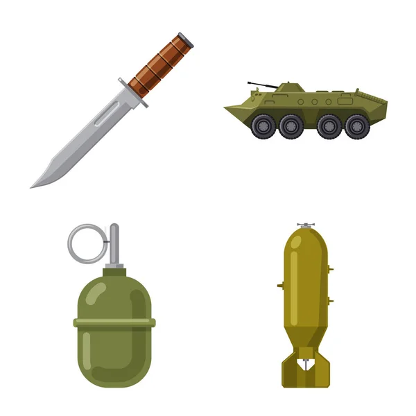 Vektorová design zbraní a zbraň symbolu. Sbírka zbraní a armádní vektorové ikony pro stock. — Stockový vektor