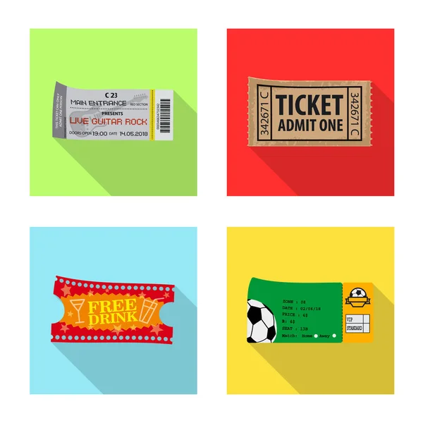 Isolated object of ticket and admission logo. Collection of ticket and event vector icon for stock. — Stock Vector