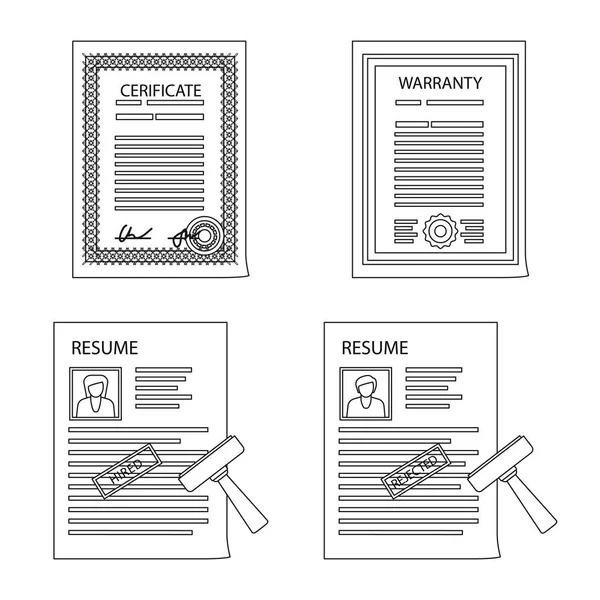 Vektorillustration des Formulars und Dokumentenzeichens. Sammlung von Formularen und Warenzeichen für das Web. — Stockvektor