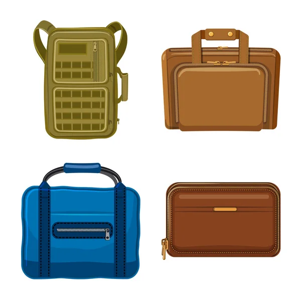 Illustrazione vettoriale della valigia e dell'icona dei bagagli. Serie di valigie e immagini vettoriali di viaggio . — Vettoriale Stock