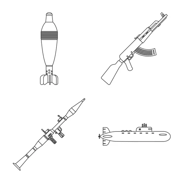 Vektor illustration av vapen och gun tecken. Uppsättning av vapen och armén lager vektorillustration. — Stock vektor