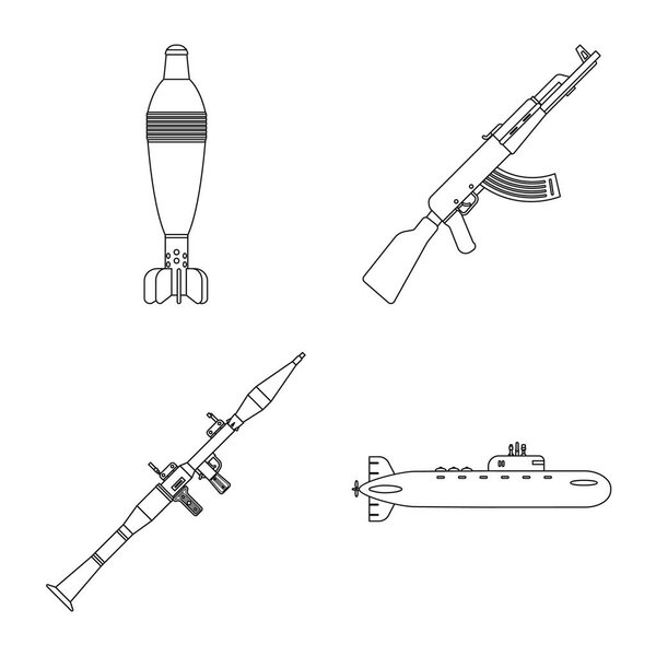 Векторная иллюстрация оружия и оружейного знака. Набор векторной иллюстрации оружия и армейского запаса
.