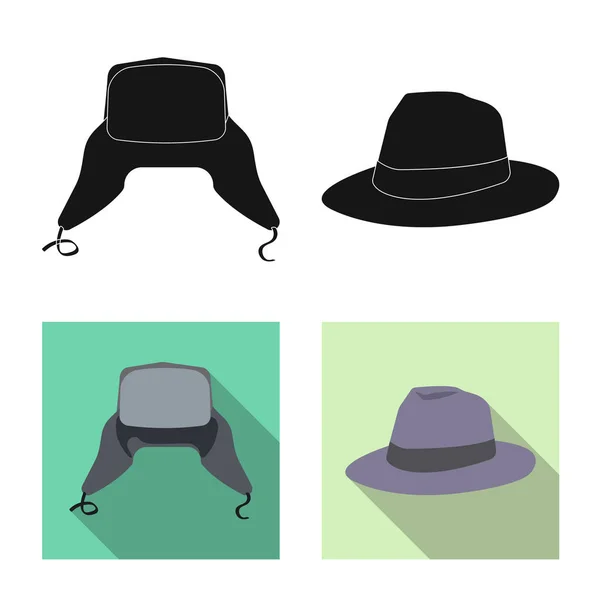 Objeto aislado de la cabeza y el símbolo de la tapa. Conjunto de sombreros y accesorios stock vector ilustración . — Archivo Imágenes Vectoriales