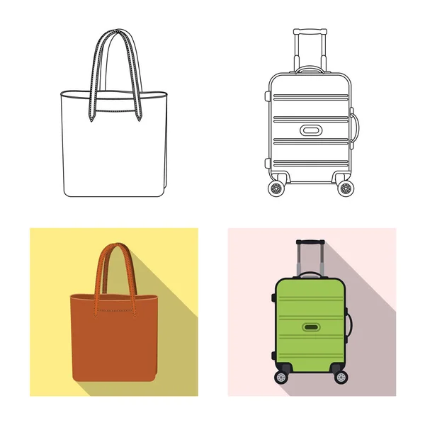 Vectorillustratie van koffer en bagage teken. Set van pictogram in de koffer en reis de vector voor voorraad. — Stockvector