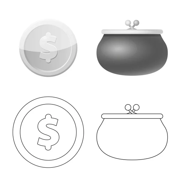 Vektor design av bank och pengar-logotypen. Samling av bank och bill aktiesymbol för webben. — Stock vektor