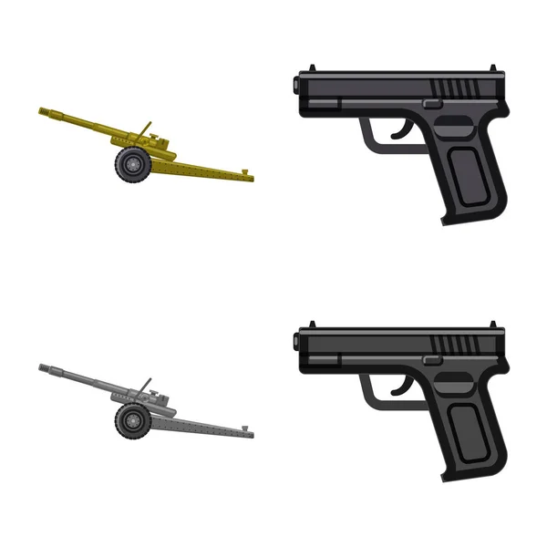 Vector design of weapon and gun icon. Set of weapon and army stock vector illustration. — Stock Vector