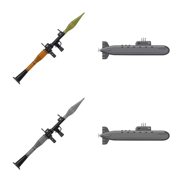 Design vettoriale dell'arma e del logo della pistola. Set di armi e icone vettoriali dell'esercito per magazzino . — Vettoriale Stock