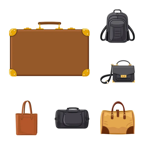 Vector design of suitcase and baggage icon. Set of suitcase and journey vector icon for stock. — Stock Vector