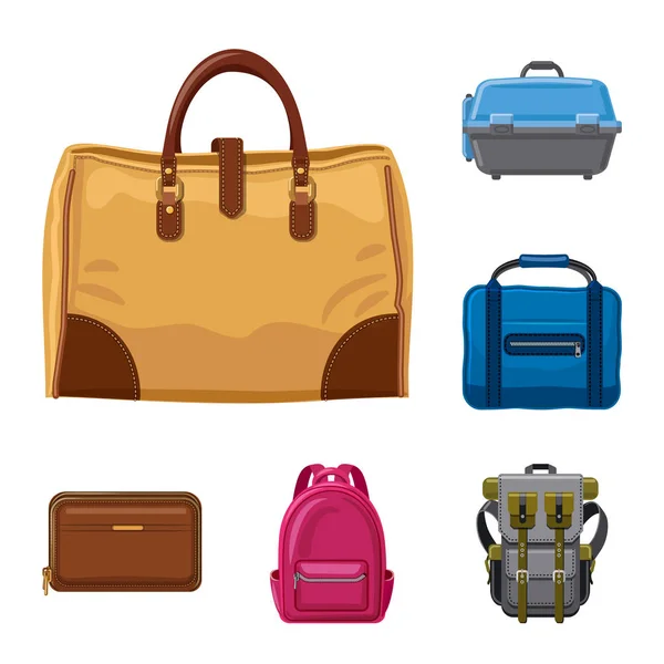 Objeto aislado de maleta e icono de equipaje. Conjunto de maleta y símbolo de viaje para web . — Vector de stock