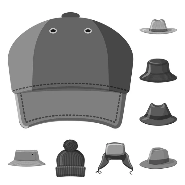 Objeto aislado de la cabeza y la señal de la tapa. Conjunto de sombreros y accesorios stock vector ilustración . — Vector de stock