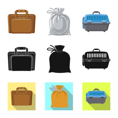 Bavul ve Bagaj simge vektör tasarımı. Hisse senedi için bavul ve yolculuk vektör simge kümesi.