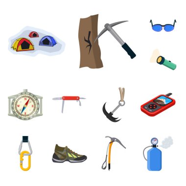 Dağcılık ve tepe logo vektör çizimi. Kamp ve dağcılık topluluğu hisse senedi için vektör simgesi.