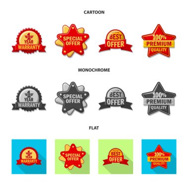 Bir amblem ve rozet işaret tasarım vektör. Hisse senedi için amblem ve etiket vektör simge kümesi.