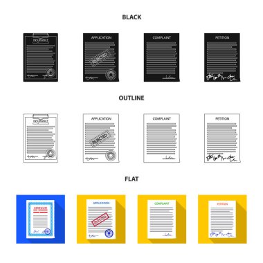 Yalıtılmış nesne formu ve belge simgesinin. Form ve mark hisse senedi vektör çizim topluluğu.