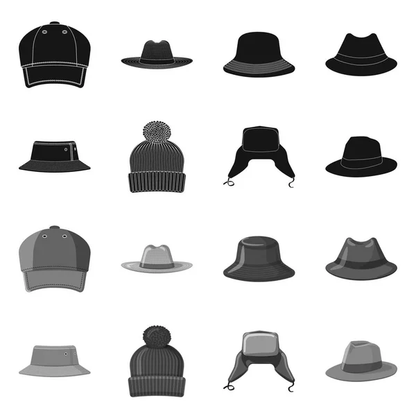 Isolated object of headgear and cap symbol. Set of headgear and accessory stock symbol for web. — Stock Vector