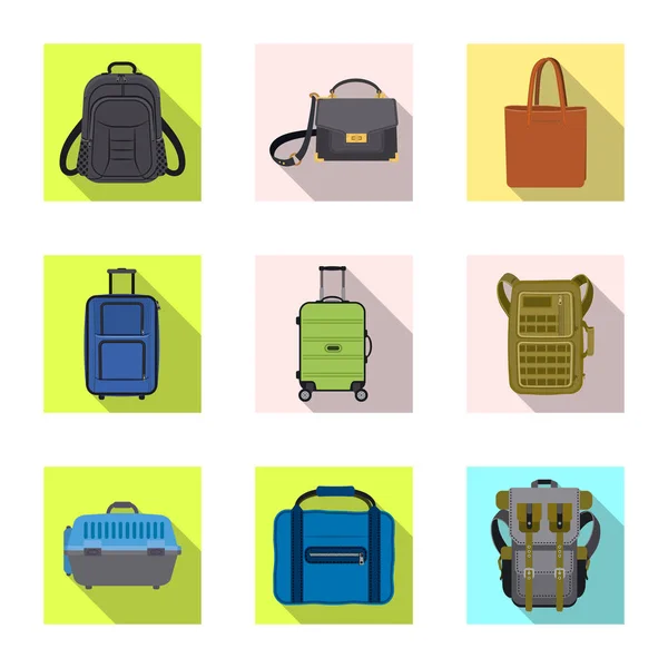 Ilustración vectorial de la maleta y la señal de equipaje. Colección de maletas e ilustración de vectores de viaje . — Vector de stock