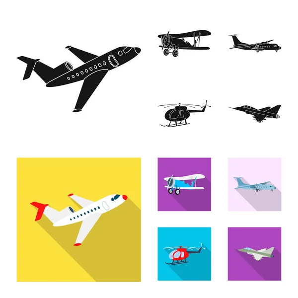Illustration Vectorielle Avion Icône Transport Ensemble Icône Vectorielle Plan Ciel — Image vectorielle