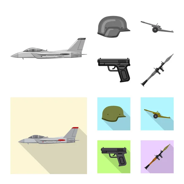 Векторный дизайн оружия и символа оружия. Набор векторной иллюстрации оружия и армейского запаса . — стоковый вектор