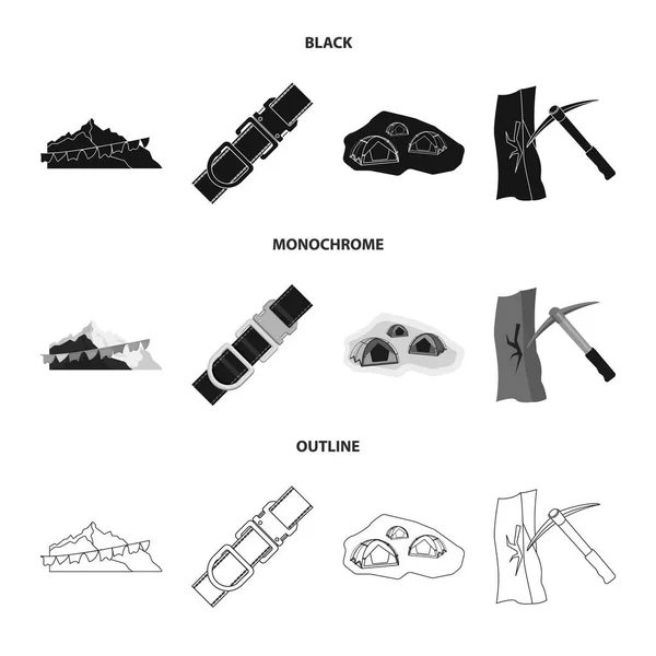 Conception vectorielle de l'alpinisme et signe de pointe. Ensemble d'icône vectorielle d'alpinisme et de camp pour stock . — Image vectorielle