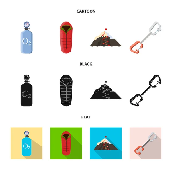 Illustrazione vettoriale dell'alpinismo e logo di picco. Raccolta di simboli alpinistici e campeggi per il web . — Vettoriale Stock