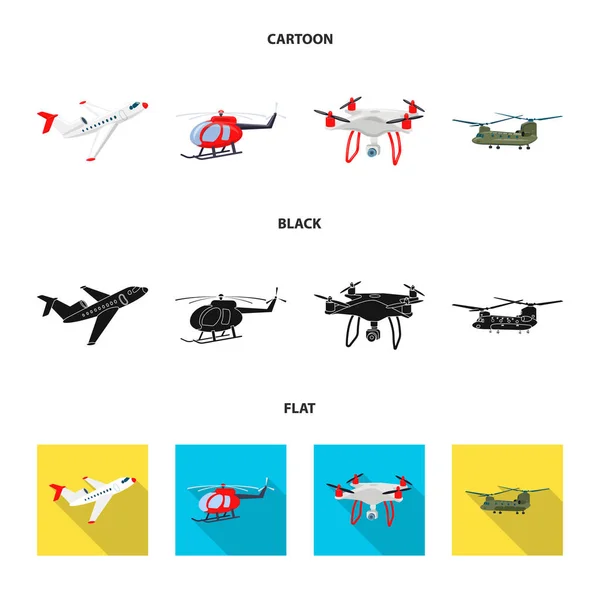 Na białym tle obiekt symbolu płaszczyzny i transportu. Zestaw płaszczyzny i niebo Stockowa ilustracja wektorowa. — Wektor stockowy
