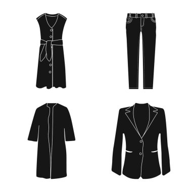 Kadın ve giyim simgesi yalıtılmış nesne. Kadın ayarla ve vektör simge stok giyim.