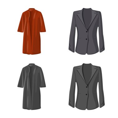 Kadın ve giyim simge vektör çizimi. Kadın ve giyim hisse senedi vektör çizim topluluğu.