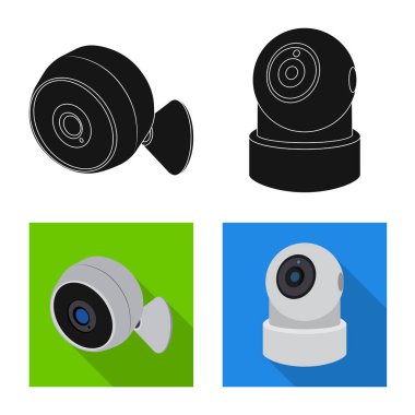 Cctv ve kamera logo vektör Illustration. Hisse senedi için cctv ve sistem vektör simge topluluğu.