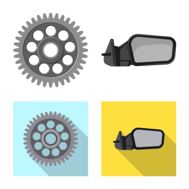 Otomatik ve bölümü simge vektör çizim. Web için oto, araba hisse senedi simgesi kümesi.