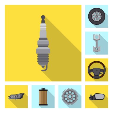 Auto illüstrasyon vektör ve işareti bölüm. Web için oto, araba hisse senedi simgesi kümesi.