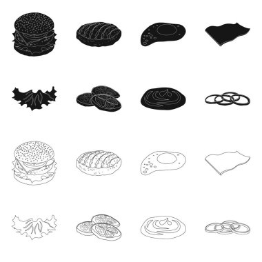 Yalıtılmış nesne burger ve sandviç sembolü. Burger kümesi ve hisse senedi için dilim vektör simgesi.