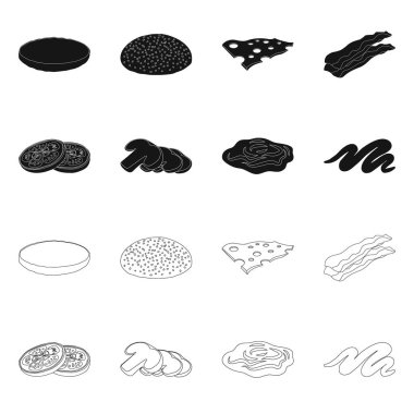 Burger ve sandviç simge vektör tasarımı. Burger ve dilim hisse senedi vektör çizim topluluğu.