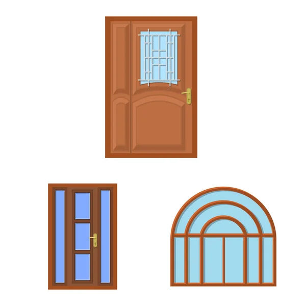 Diseño vectorial de puerta y símbolo frontal. Colección de puerta y vector de madera icono para stock . — Vector de stock