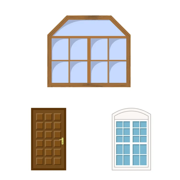 Векторні ілюстрації дверей і передньої піктограми. Колекція дверей та дерев'яного запасу Векторні ілюстрації . — стоковий вектор