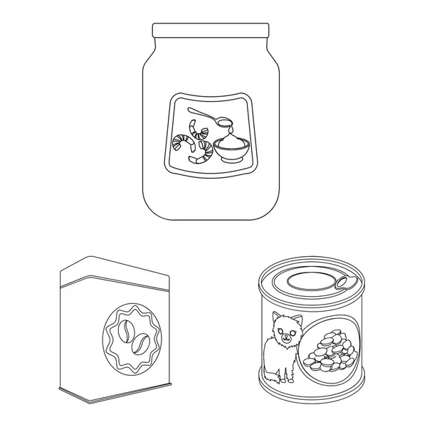 Ilustración vectorial de lata y logotipo de alimentos. Conjunto de lata y paquete icono vectorial para stock . — Vector de stock