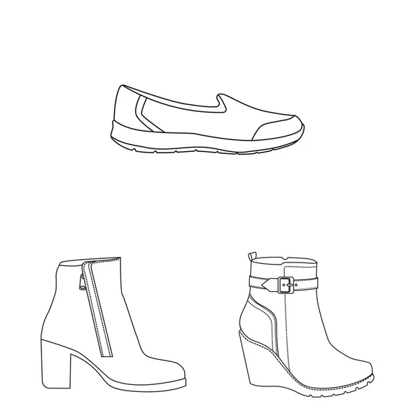 Ilustración vectorial de calzado y signo de mujer. Conjunto de calzado y pie símbolo de stock para web . — Vector de stock