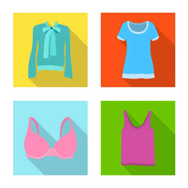 Vector illustration of woman and clothing icon. Set of woman and wear stock vector illustration. — Stock Vector