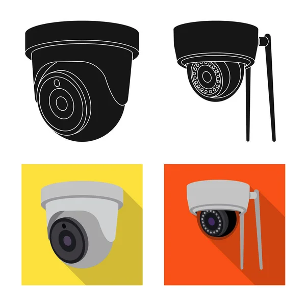 Vector ontwerp van cctv en camera teken. Aantal cctv en systeem vector pictogram voor voorraad. — Stockvector