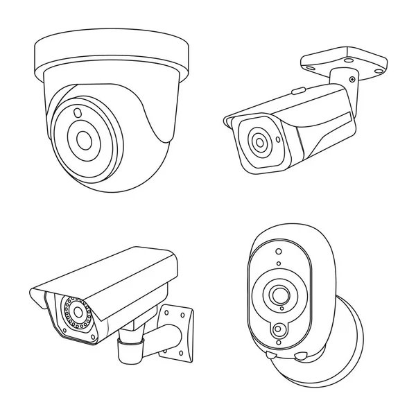 Objeto isolado de cctv e ícone de câmera. Conjunto de cctv e sistema de ilustração do vetor estoque . —  Vetores de Stock