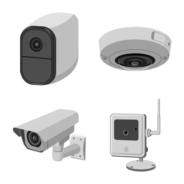 Objeto aislado de cctv y símbolo de la cámara. Colección de cctv y sistema de ilustración de vector de stock . — Vector de stock