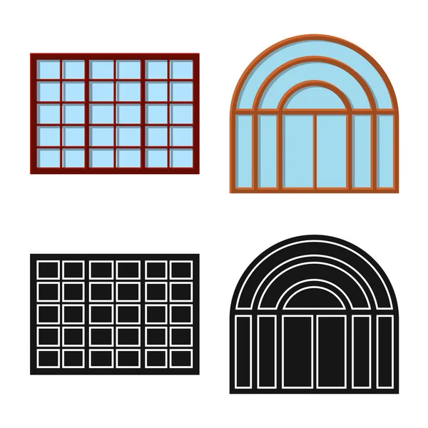 Ilustración vectorial de la puerta y el cartel frontal. Conjunto de puerta e icono de vector de madera para stock . — Vector de stock