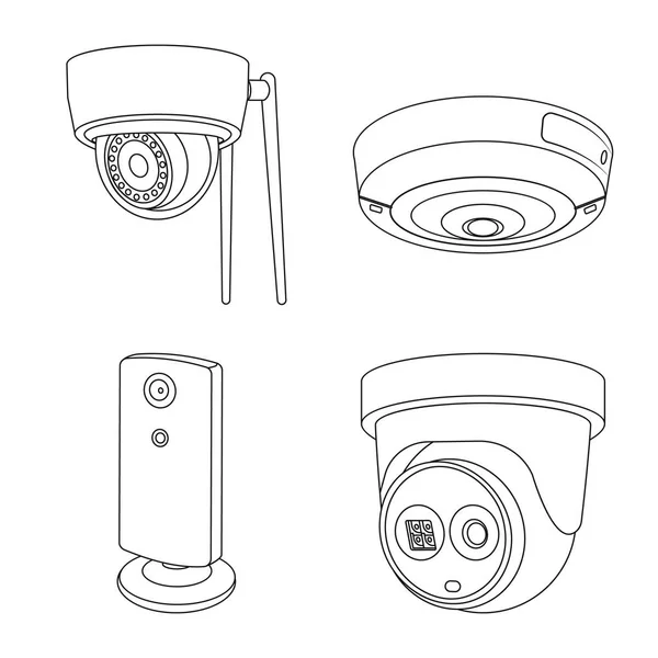 Projeto vetorial de cctv e sinal de câmera. Coleção de cctv e ícone do vetor do sistema para estoque . —  Vetores de Stock