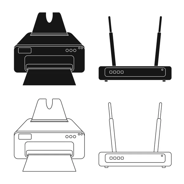 Illustration vectorielle de l'ordinateur portable et icône de l'appareil. Collection d'ordinateur portable et le symbole stock serveur pour le web . — Image vectorielle