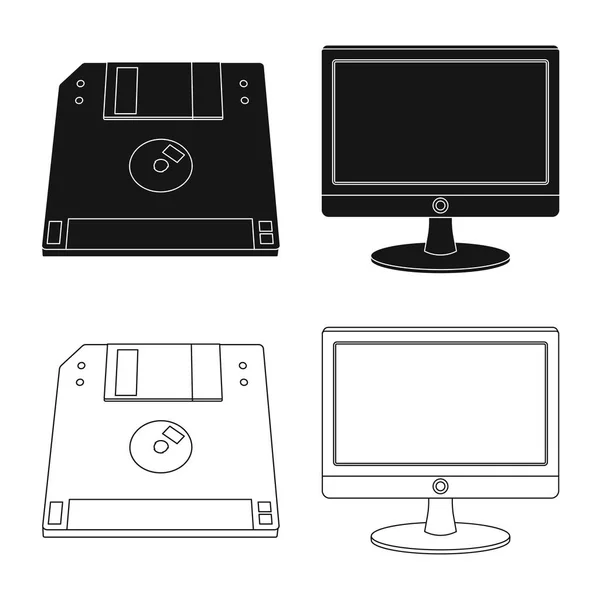 Illustration vectorielle de l'ordinateur portable et du symbole de l'appareil. Ensemble d'icône vectorielle pour ordinateur portable et serveur pour stock . — Image vectorielle