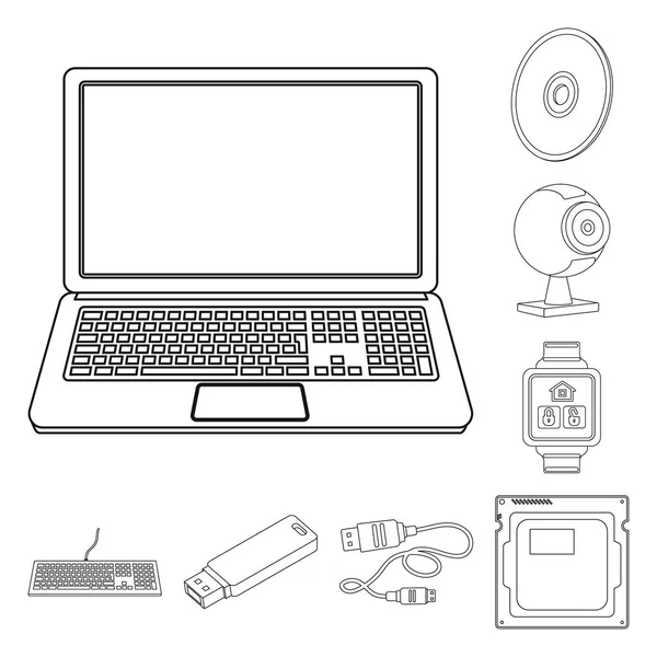 Векторная иллюстрация логотипа ноутбука и устройства. Коллекция ноутбука и символа запаса сервера для веб . — стоковый вектор