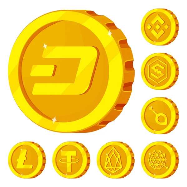 Illustration Vectorielle Crypto Monnaie Symbole Pièce Collecte Crypto Monnaie Crypto — Image vectorielle