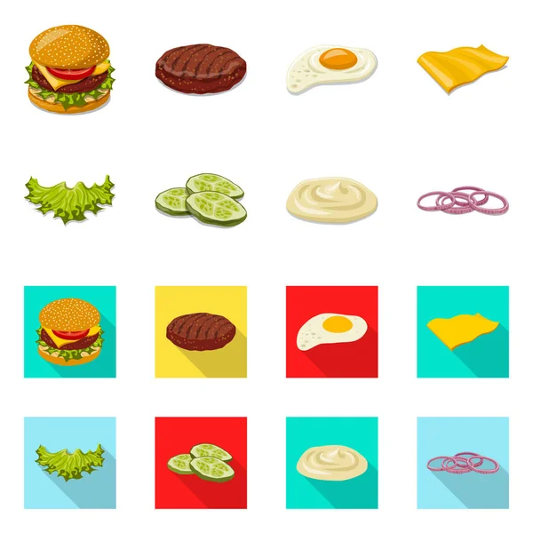 Vector illustration of burger and sandwich icon. Collection of burger and slice stock vector illustration. — Stock Vector