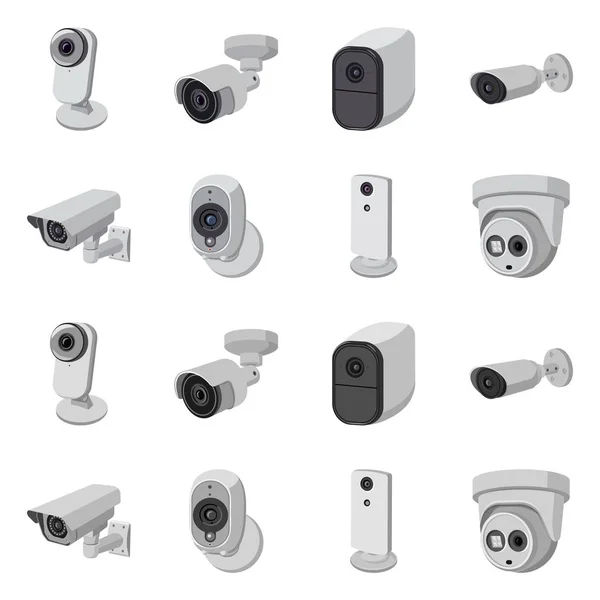 Projeto Vetorial Cctv Símbolo Câmera Coleção Cctv Sistema Símbolo Estoque — Vetor de Stock